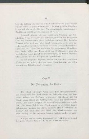 Cap. V. Die Übertragung des Checks.