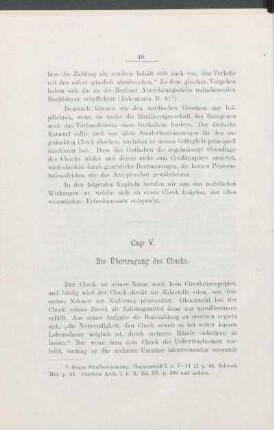 Cap. V. Die Übertragung des Checks.