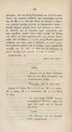 LVI. Extract uit de Extra Ordinaire Rol van het Hoog-Geregtshof van Nederlandsch Indie. Woensdag, den 16 Julij 1845.