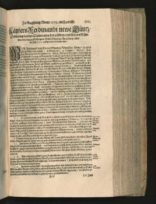 Käysers Ferdinandi newe Müntz-Ordnung/ sampt Valuirung der ... [u.a.]