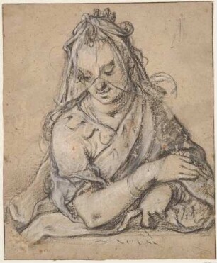 Halbfigur einer Dame mit Schleier