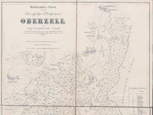Wirthschafts-Karte von der Königlichen Oberförsteri Oberzell im Regierungsbezirk Cassel. 1883.