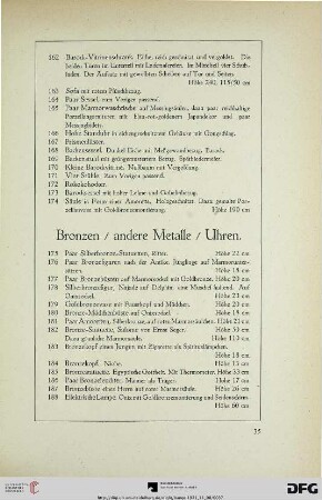 Bronzen / andere Metalle / Uhren (Nr. 175-217)