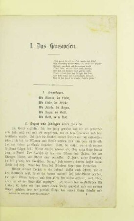 I. Das Hauswesen