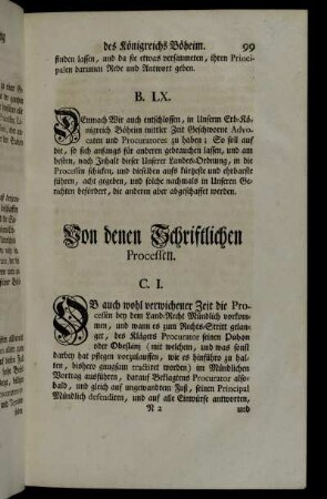 Von den Schriftlichen Processen. C. I. - C LXVI.