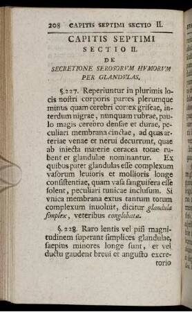 Sectio II. De Secretione Serosorum Humorum Per Glandulas.