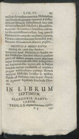 In Librum Septimum. Allegoria Harpyiarum.