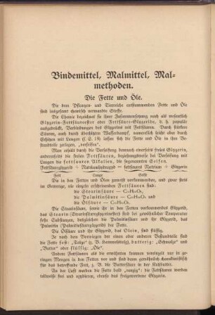 Bindemittel, Malmittel, Malmethoden.