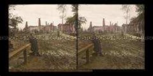 Zerstörte Häuser und Grenzposten, Janow