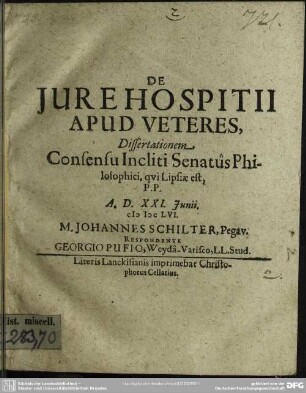 De jure hospitii apud veteres