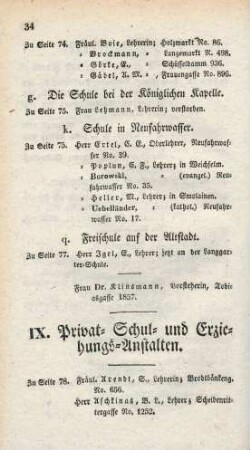 IX. Privat- Schul- und Erziehungs-Anstalten