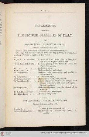 Catalogues. The picture galleries of Italy