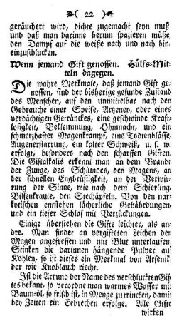 Wenn jemand Gift genossen. Hülfs-Mitteln dagegen.