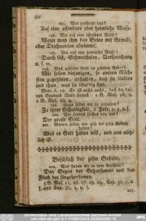 Beschluß der zehn Gebote.