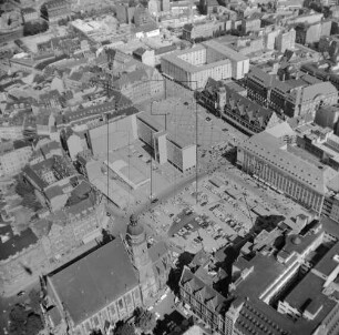 Innenstadt von Leipzig : Blick von der Thomaskirche Richtung Nordosten zum Markt