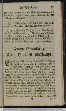 Zweyte Betrachtung. Vom Glauben überhaupt