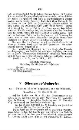 Schulbaulasten in Beziehung auf den Wohnsitz : [V. Elementarschulwesen]