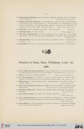 Arbeiten in Stein, Bein, Schildpatt, Leder etc. (Nr. 735 - 785)