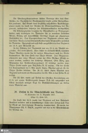 20. Einsatz in die Abwehrschlacht vor Verdun : 18. September bis 31. Dezember 1917