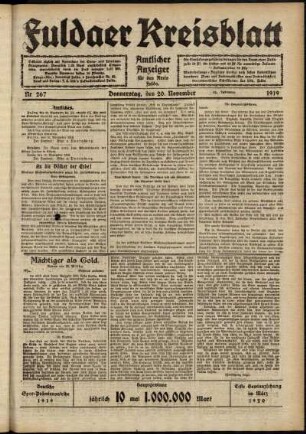 Ausgabe vom Donnerstag, den 20. November 1919.