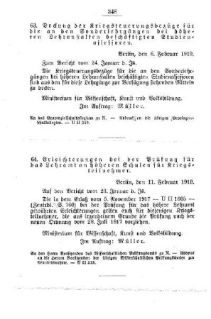 Deckung der Kriegsteuerungsbezüge für die an den Sonderlehrgängen bei höheren Lehranstalten beschäftigten Studienassessoren : [C. Allgemeine Angelegenheiten der Unterrichtsanstalten]
