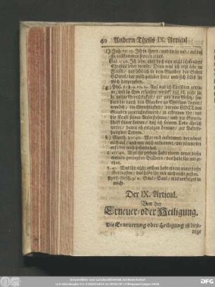 Der IX. Articul. Von der Erneuer- oder Heiligung.