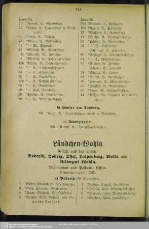 Ländchen-Wohla bestehend aus den Orten: Boderitz, Dobrig, Ossel, Talpenberg, Welka und Rittergut Wohla