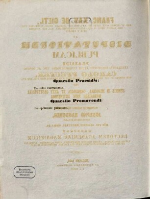 Franc. Xav. De Gietl, Med. Et Chirurg. Doct. ... Ad Disputationem Publicam Praeside ... Carolo Rfeufer, Med. Chirurg. Et Art Obstetric. Doct. ... Pro Summis In Medicina, Chirurgia Et Arte Obstetricia Honoribus Rite Ac Legitime Obtinendis A ... Josepho Rauscher, Neohusirensi-Bavaro, Die VII. Augusti MDCCCLIV. Hora IX. Habendam ... Invitat