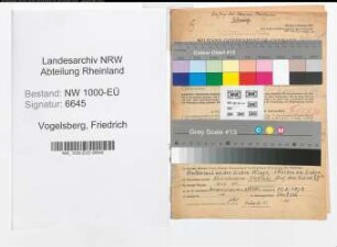 Entnazifizierung Friedrich Vogelsberg, geb. 26.12.1901 (Monteur)