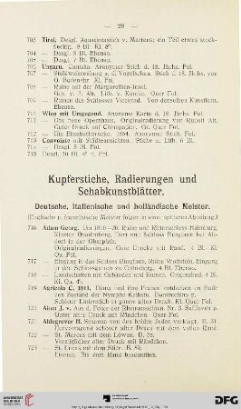 Kupferstiche, Radierungen und Schabkunstblätter (Nr. 716-1600)