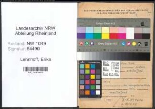 Entnazifizierung Erika Lehnhoff , geb. 02.05.1919 ()