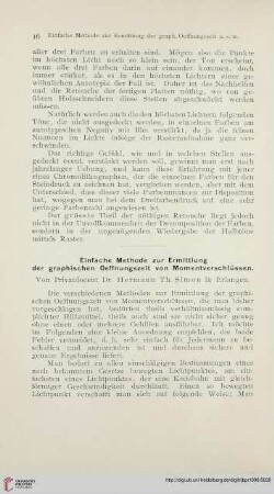 Einfache Methode zur Ermittlung der graphischen Oeffnungszeit von Momentverschlüssen