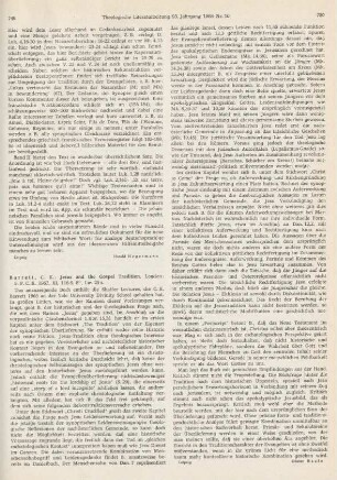 749-750 [Rezension] Barrett, Charles K., Jesus and the gospel tradition