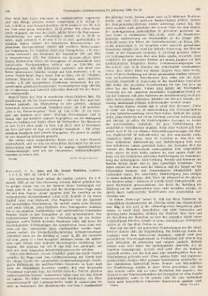 749-750 [Rezension] Barrett, Charles K., Jesus and the gospel tradition