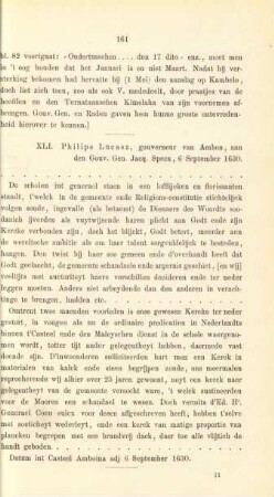 XLI. Philips Lucasz, gouverneur van Ambon, aan den Gouv. Gen. Jacq. Specx, 6 September 1630