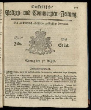 32tes Stueck, Montag den 3ten August 1801