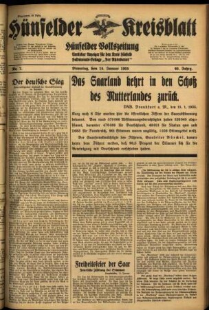 Ausgabe vom Dienstag, den 15. Januar 1935.