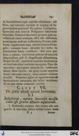Caput VII. De gratia actuali naturae Innocentis.