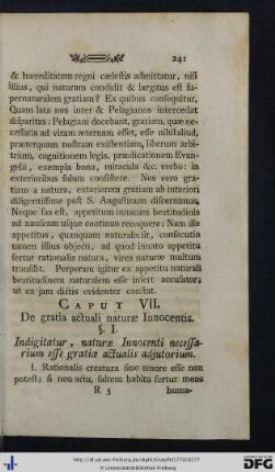 Caput VII. De gratia actuali naturae Innocentis.