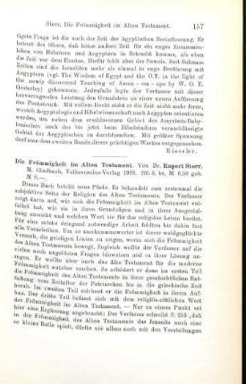 157-158 [Rezension] Storr, Rupert, Die Frömmigkeit im Alten Testament