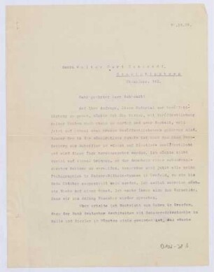 Schreiben an Walter Curt Behrendt, Charlottenburg (Brief)