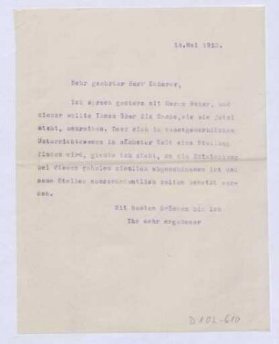 Schreiben an Herrn Scherer (Brief)