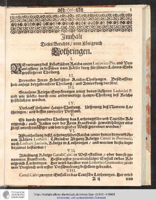Innhalt Dieses Berichts / vom Königreich Lothringen
