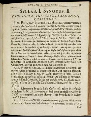 Syllab. I. Synodus. II. Provincialium Seculi Secundi, Caesariensis