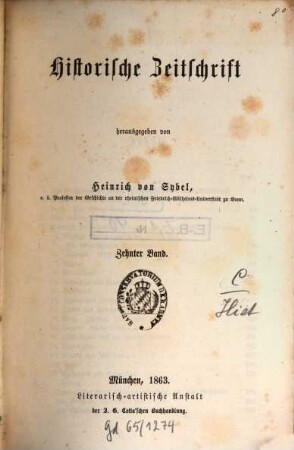 Historische Zeitschrift : HZ. 10. 1863
