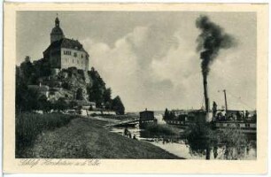 Hirschstein. Schloss Hirschstein mit Dampfer