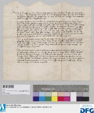 Im Namen des Rates der Stadt Nürnberg übergibt Erhartt Schurstab und Anthoni Tucher den hannsen und lienharten von Plawen Brüdern, Goldschmieden der Stadt Schmalzhütte.