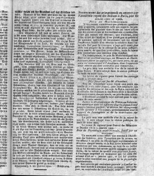Programmes des prix proposès au concours par l`Academie royale des Sciences à Paris, par lès annèes 1821 et 1822.