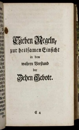 Sieben Regeln, zur heilsamen Einsicht in dem wahren Verstand der Zehn Gebote.