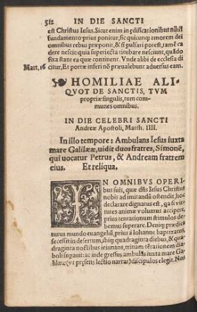 Homiliae Aliquot De Sanctis, tum propriae singulis, tum communes omnibus.
